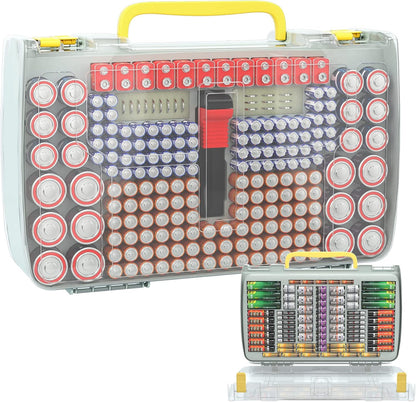 ALCYON 269+ Battery Organizer Case with Tester, Double-Sided Storage-Blue | Clear Rigid Shell and Dedicated Slots Keep Batteries Visible, Separated and Secure for Home, Office or Workshop,Case Only