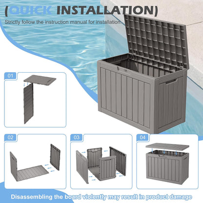 Outdoor Storage Box, 31 Gallon Resin Deck Boxes Outdoor Waterproof For Patio Furniture, Garden Tools, Pool Supplies, Lockable And UV Resistant (Rattan Gray)