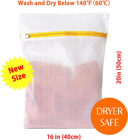 4 Pack Mesh Laundry Bags for Delicates 12inx16in LAUNDRY CLUB® | Dryer Safe, Breathable Fine Net, Sturdy Anti-Rust Zipper, Mesh Laundry Bags for Lingerie, Bra, Underwear, Socks