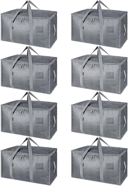 BALEINE 6-Pack Oversized Moving Bags with Reinforced Handles, Heavy-Duty Storage Tote for Clothes, Moving Supplies (Clear, 6-Pack)