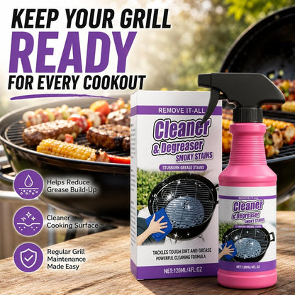 Fast-Acting Grill Cleaner Spray, Heavy Duty BBQ Degreaser for Burnt Food & Stubborn Grease, Powerful No-Scrub Oven & Kitchen Cleaner for Grills, Stovetops & Pans (1)