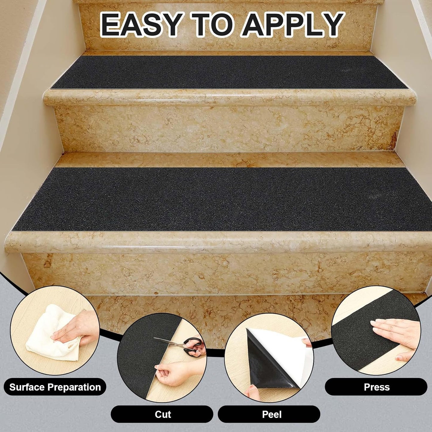 Watersay 8 Inch x 20 ft Anti Slip Traction Tape Waterproof Clear Non Skid Tape Durable Grip and Friction Stair Non Slip Strips Abrasive Adhesive for Stairs Steps Ramp Outdoor Indoor