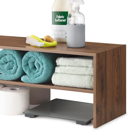 Whitmor Wood Stackable 2-Shelf Shoe Rack, White, 24 inches