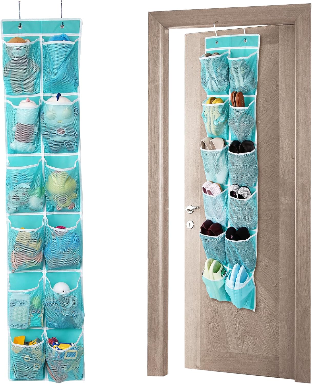 GOMAJI Over the Door 12 Pocket Hanging Shoe Organizer, Gray