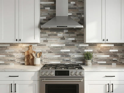 Yipscazo 2026 New Upgrade 11.34" X 11.57" Peel and Stick Backsplash, Stick on Backsplash Tiles for Kitchen, Bathroom, Fireplace (10 Sheets, Beige Rocks + Rose Gold)