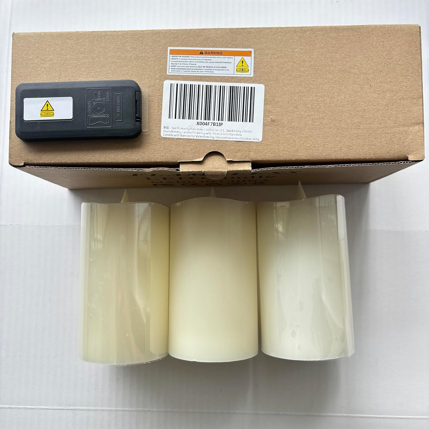 3x3 Flameless Candles with Remote Set of 2, 3 inch Battery Candles Flickering with Timer, LED Pillar Candle for Indoor/Outdoor, White