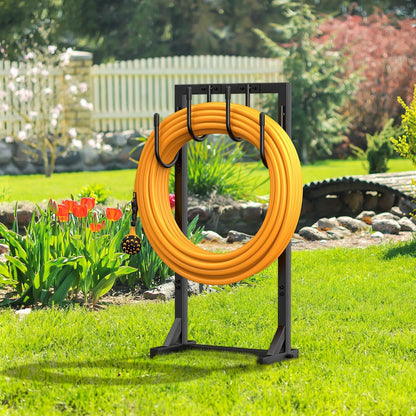 Garden Hose Holder Reel, Upgraded Metal Hose Reels Holds 150ft Hose, Heavy Duty Freestanding Water Hose Holders, Detachable Hose Storage Hanger for Outside - Fan-Shaped