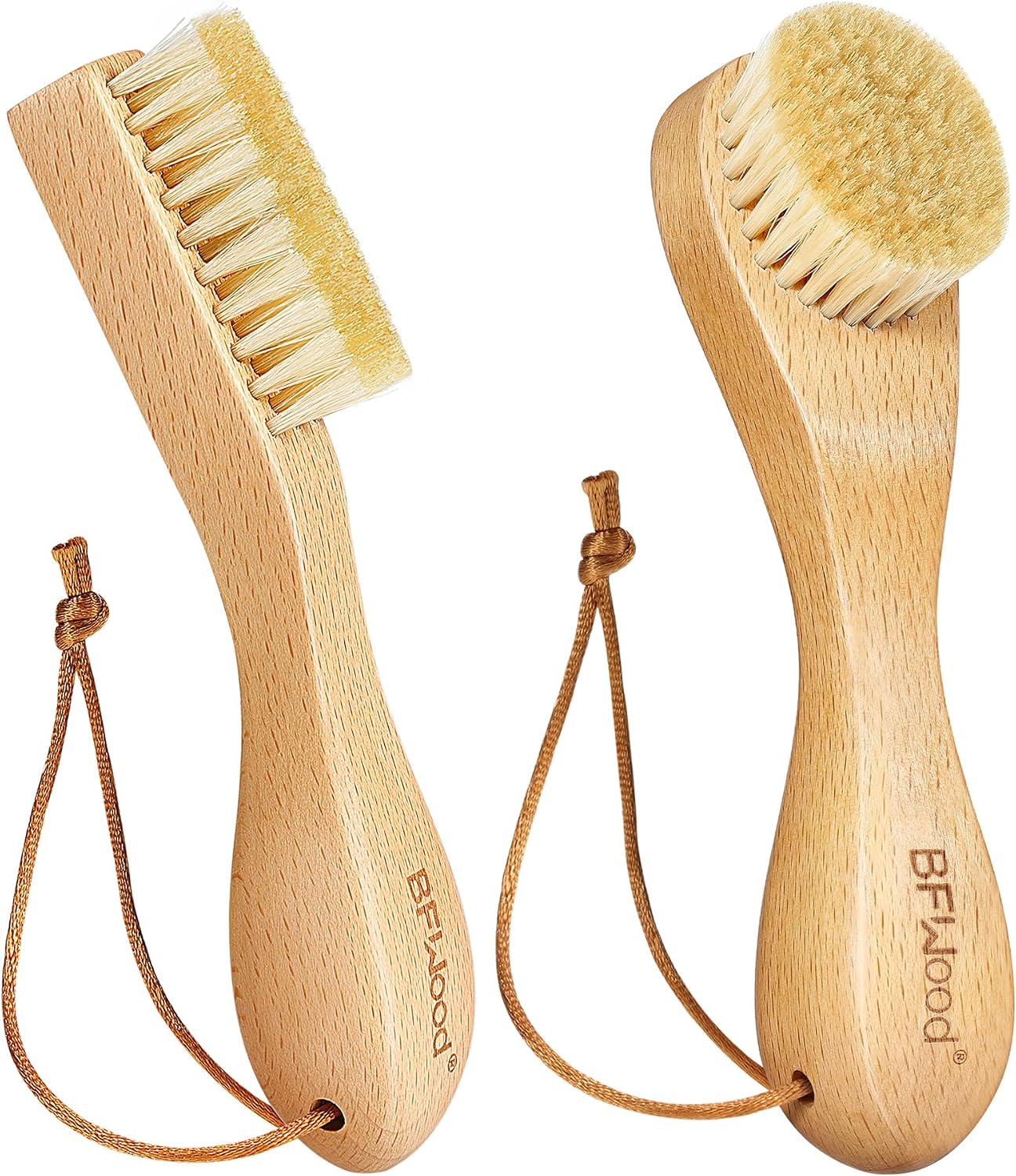 BFWood Laundry Stain Brush, Natural Soft Boar Bristle for Scrubbing Out Tough Stains on Delicate Fabrics, Knits, Cotton, Linens, No Damage