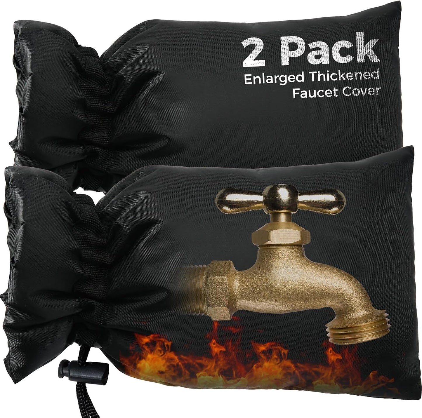 Outdoor Faucet Covers for Winter Freeze Protection, 2 Pack 6.7" x 9.5" Hose Bib Cover, Water Spigot Covers Winter Insulated, Pipe Wrap Insulation Cover Socks Outside Faucet Freeze Protector