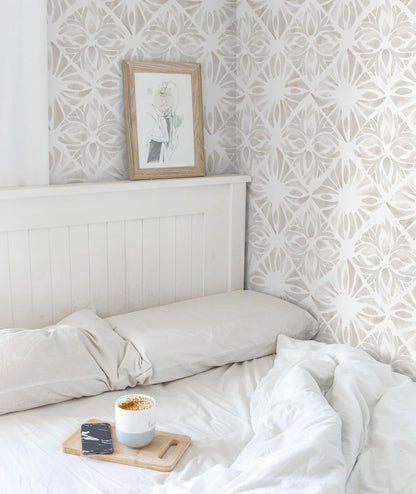 Boho Wallpaper Neutral Peel and Stick Wallpaper 78.7"x17.3" Geometric Wall Paper Beige and White Contact Paper Textured Removable Vinyl Waterproof for Bedroom Farmhouse Kitchen Bathroom