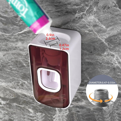 2 Slot Toothbrush Holder and Toothpaste Dispenser Wall Mounted, Automatic Toothpaste Squeezer, 2 in 1 Tooth Brush Toothpaste Organizer for Shower (Grey)