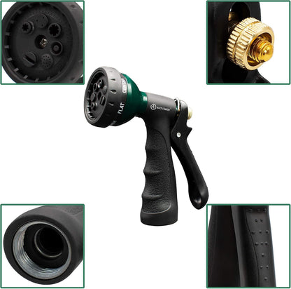 AUTOMAN Garden Hose Nozzle - 2 Pack, 100% Metal High Pressure Spray Nozzle, Labor-Saving Design, Heavy Duty for Garden Watering, Car Washing, Window Cleaning, Pets Bathing