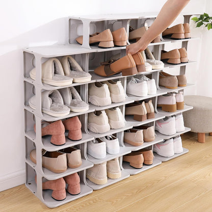 HAIXIN Vertical Narrow Tall Shoe Rack for Front Door Entrance, 7-Tier Sturdy Stackable Shoe Rack Organizer for Closet Entryway, Corner Shoe Storage Shelf Shoe Cubby