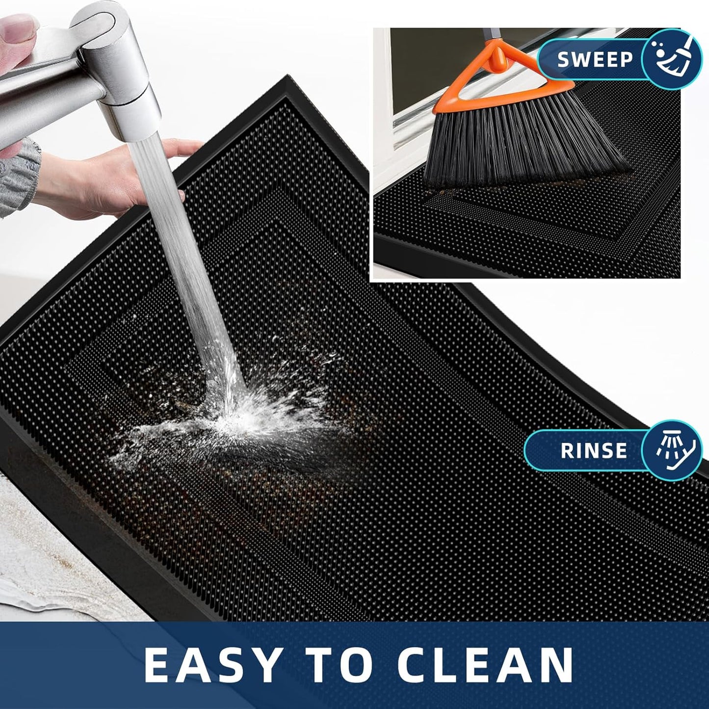 BEHERO Front Door Mat Outside Entrance, 36" x 17" Heavy Duty Rubber Outdoor Mats Enlarged for Entryway, Welcome Matt Outdoor, Dirt Trapping Waterproof