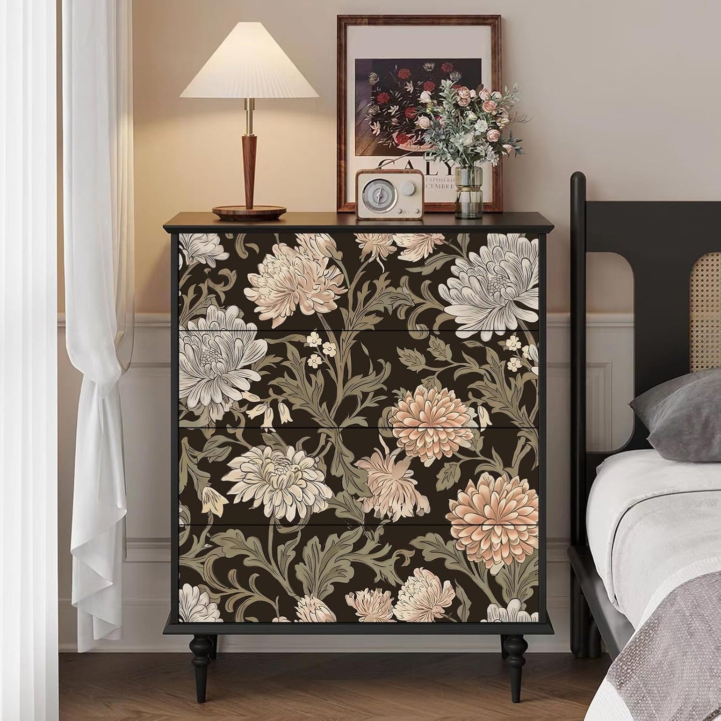 Removable Peel and Stick Wallpaper Boho 17.5 x 118 in Floral for Bedroom Bathroom Easy Peel Off Stick on Wallpaper Contact Paper Renter Friendly Wall Paper