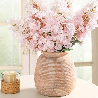 Ceramic Flower Vase, Small Rustic Farmhouse Vases Home Decor, Short Pottery Decorative Pampas Vase for Table Living Room Entryway Mantel Bookshelf Bedroom Bathroom Kitchen - 6" W