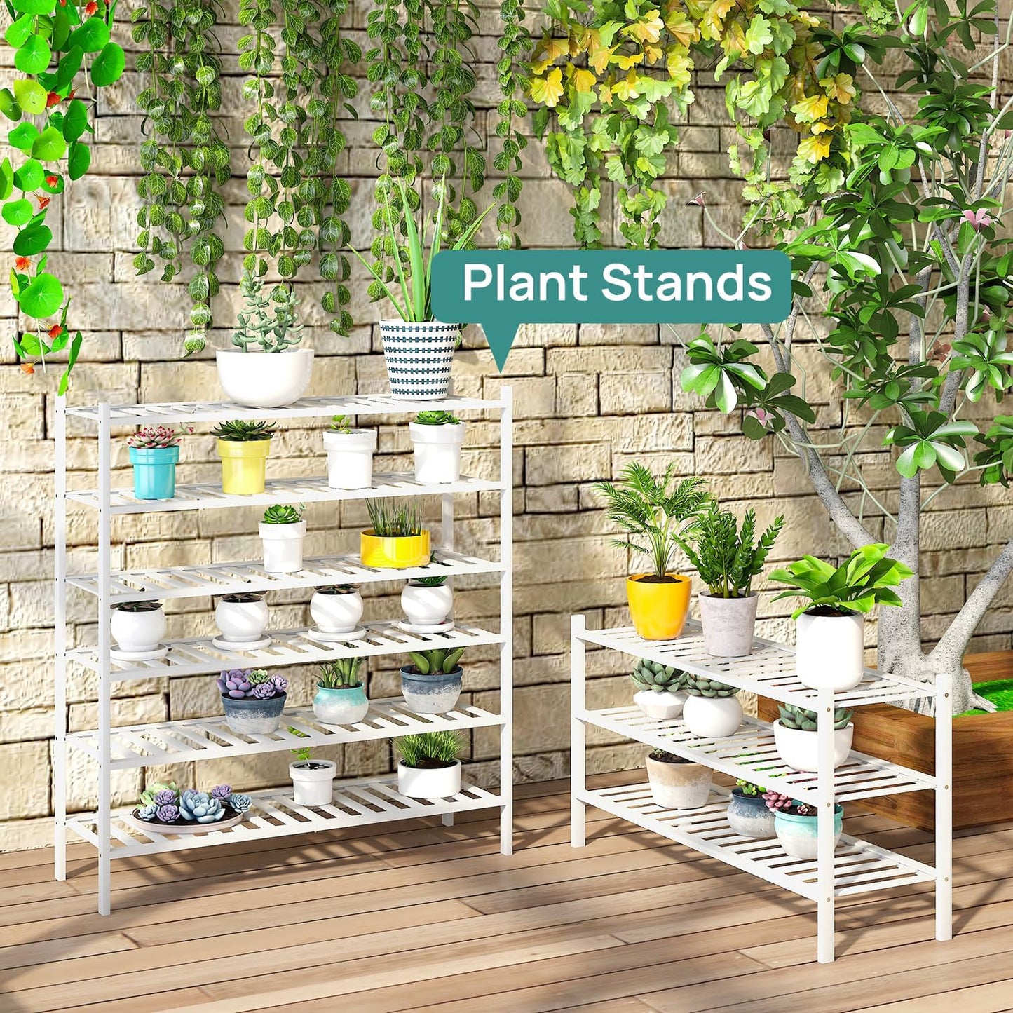 viewcare 3-Tier Black Bamboo Shoe Rack for Entryway, Stackable | Foldable | Natural, Shoe Shelf Storage Organizer for Hallway Closet, Free Standing Shoe Racks for Indoor Outdoor