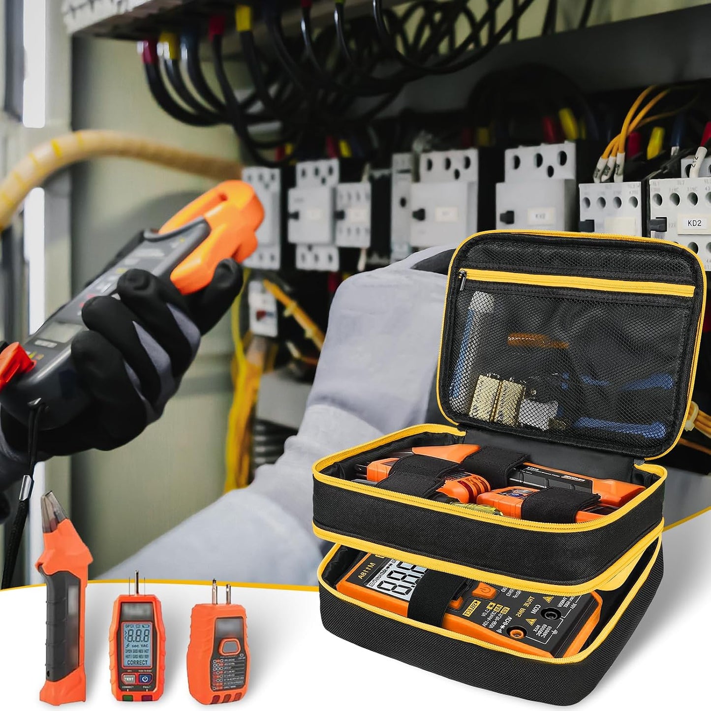Carrying Case Compatible with Klein Tools ET310 AC/80101/80016 Circuit Breaker Finder,GFCI Outlet Tester,69149P Electrical Test Kit,Circuit Tester Storage Organizer for Digital Multimeter,Clamp Meter