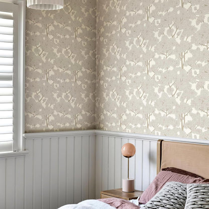 JiffDiff Tree Wallpaper Peel and Stick Jungle Wall Paper Forest Mural Stick on Wallpaper Modern Waterproof Self Adhesive Contact Paper (17.3" x 120" Cream)