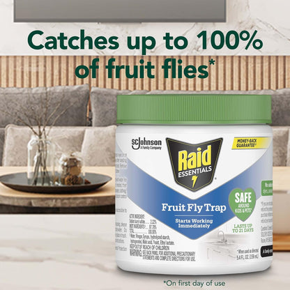 Raid Essentials Fruit Fly Trap, Made with Essential Oils, Child and Pet Safe, 5.4 oz