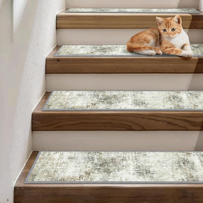 sarben Non Slip Stair Treads for Wooden Steps 15PCS - 8"x30" Indoor Safety Carpet, Edging Mats with TPE Adhesive Backing, Pet and Elderly Friendly Stair Rugs (Taupe) - Colors A