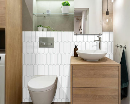 White Kitchen Backsplash Tile Peel and Stick Self Adhesive Tiles for Kitchen Wall (10-Sheet,12"x12")