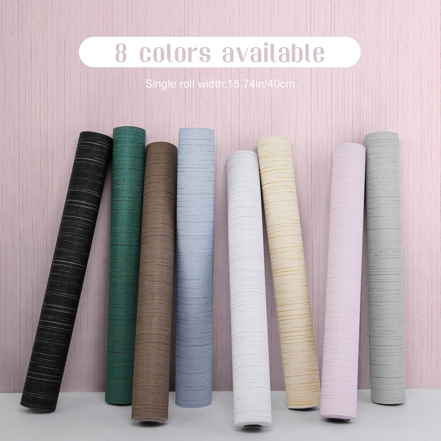 Light Blue Peel and Stick Grasscloth Texture Wallpaper 15.7"x120" Vintage Wallpaper Removable Waterproof