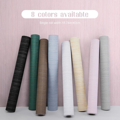 Light Blue Peel and Stick Grasscloth Texture Wallpaper 15.7"x120" Vintage Wallpaper Removable Waterproof