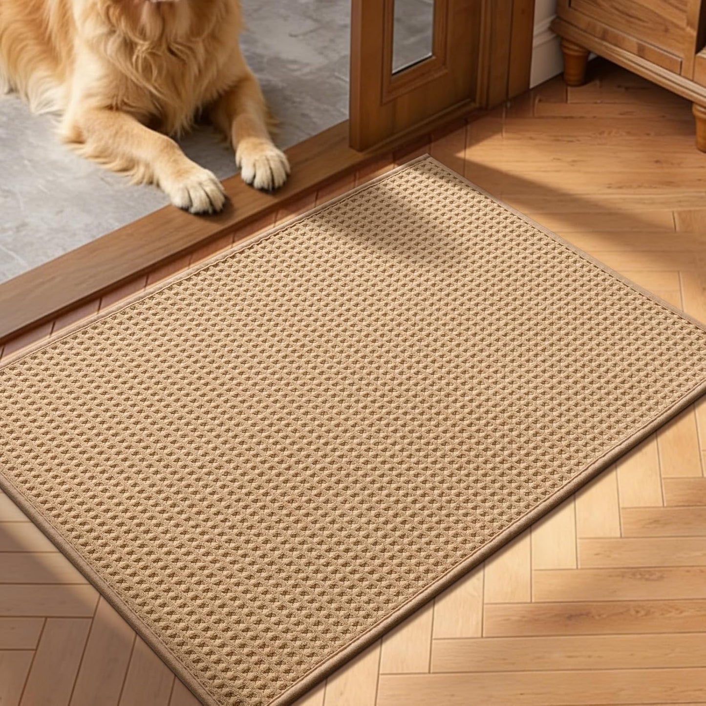 YIHOUSE Indoor Door Mat 24" x 36", Non-Slip Washable Entryway Mat, Dirt Trapper Absorbent Entrance Mat, Low Profile Floor Mat for Front/Back Door, Entryway, Khaki