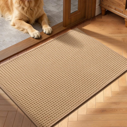 YIHOUSE Indoor Door Mat 24" x 36", Non-Slip Washable Entryway Mat, Dirt Trapper Absorbent Entrance Mat, Low Profile Floor Mat for Front/Back Door, Entryway, Khaki