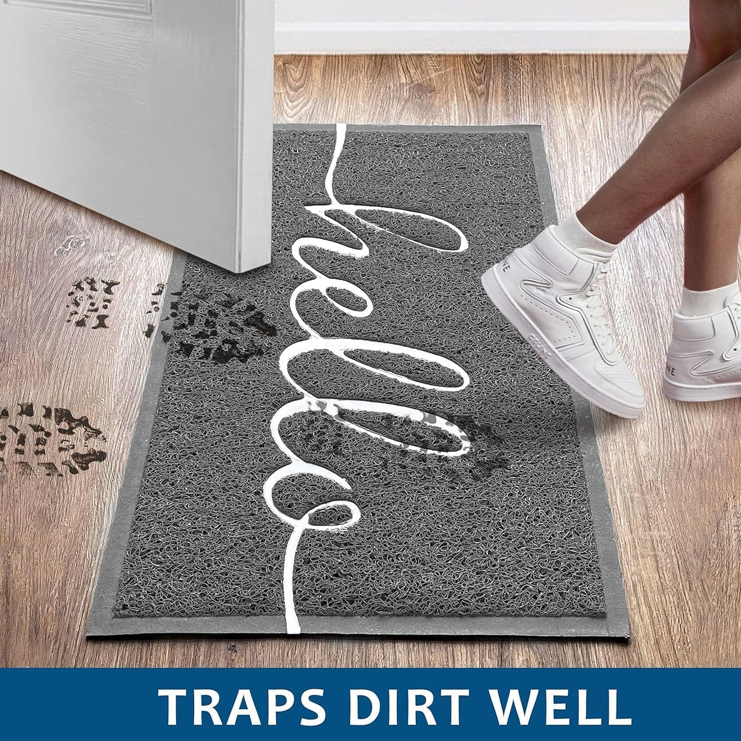 EARTHALL Door Mat Outside Inside Home Doormat, 30"x17.5", Durable Floor Mat Non Slip Mat Ultra Absorb Mud Easy Clean Front Doormat for Garage, Entryway, Patio, High Traffic Areas, Black