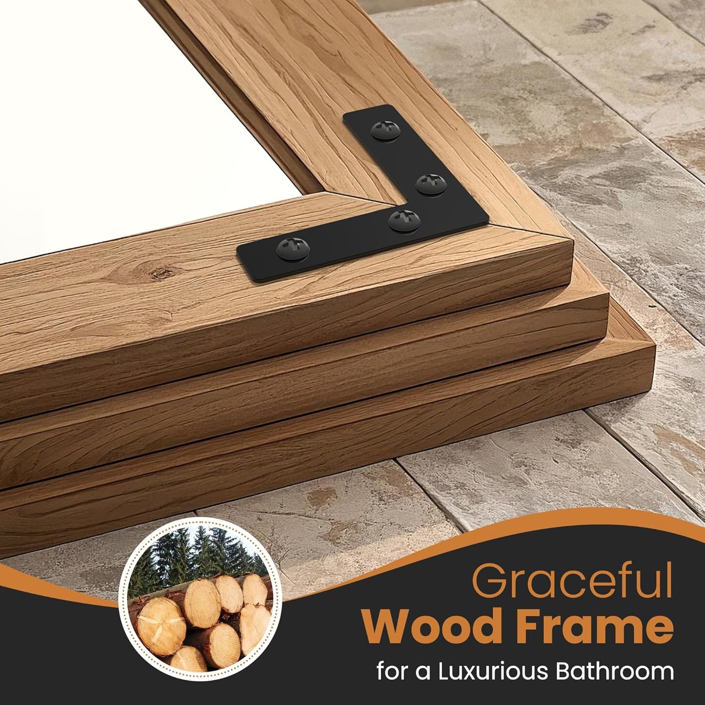 TRAHOME Full Length Mirror with Wooden Frame, 56"X22" Solid Wood Standing Floor Mirror for Farmhouse, Bathroom, Bedroom Decor, Hanging or Leaning Wall-Mounted