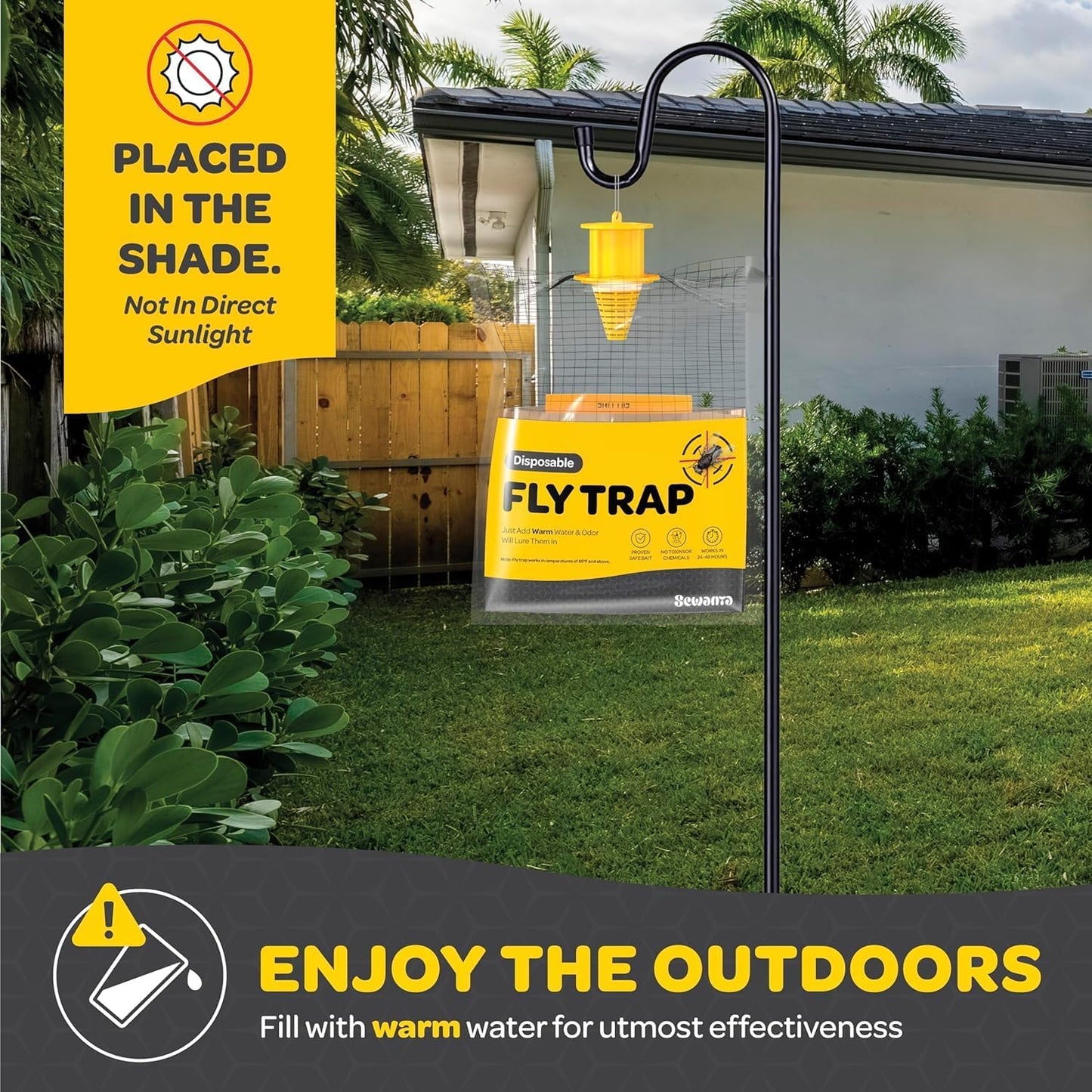 Outdoor Fly Trap Bags [Set of 4] Disposable Fly Traps Outdoor - Hanging Fly Traps with dissolvable Non-Toxic Bait - Bug Catcher Killer for All Flies for Outside Bug Control Patio, Barn and Ranch Etc