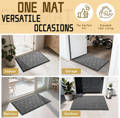 Yimobra Front Door Mat Outside Entrance 29.5x17, Waterproof Heavy Duty Outdoor Mats for Front Door, Non Slip Rubber Entry Mat for Garage Patio Indoor, Grey