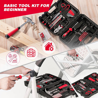 Prostormer 93-Piece Tool Kit, Basic Household Repair Tool Set with Toolbox Storage Case, Small Starter Tool Box Kit for Homeowners and College Students (Blue)