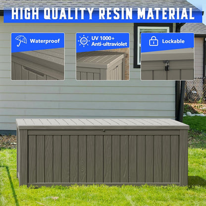Outdoor Deck Storage Box,Resin Deck Boxes Indoor and outdoor, Waterproof Storage Box Lockable Lid (Black,35 Gallon)