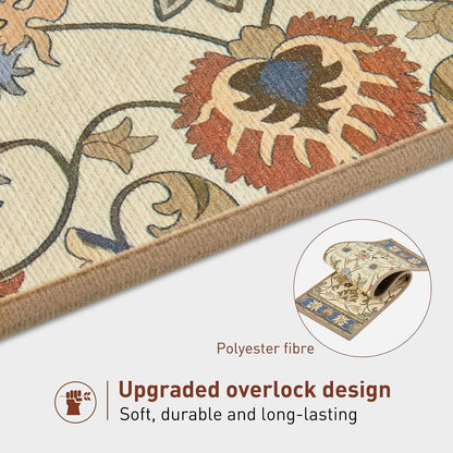 Stair Treads for Wooden Steps Indoor, 15 Pack 8" X 30" Non Slip Carpet Stair Treads with Reusable Adhesive for Kids Elders and Dogs, TPR Backing Stair Rugs Oriental Staircase Step Treads,Bohemia