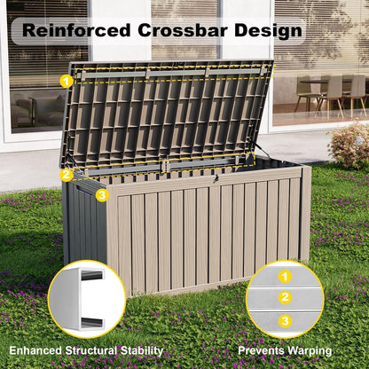 150 Gallon Waterproof Outdoor Storage Box,Resin Deck Box,Lockable Outside Storage Box Container for Patio Furniure,Garden,Tools (150 Gallon,Black)