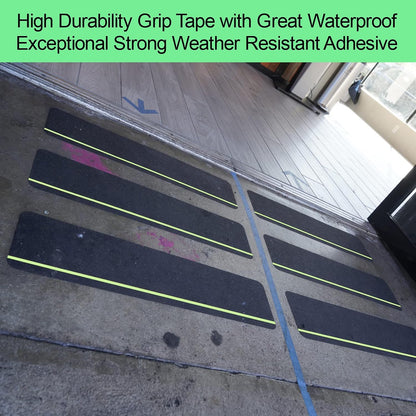 Anti Slip Tape, 4 Inch x 42 Ft Grip Tape for Stairs Outdoor/Indoor, Waterproof Non Skid Roll for Stair Treads Non Slip, High Traction Friction Abrasive Adhesive Stair Steps - Black