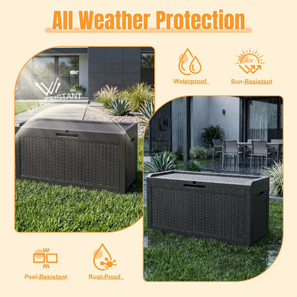 Outdoor Storage Box,38 Gallon Resin Deck Box,Waterproof & UV Resistant Lockable Package Delivery Bin,Toy Cabinet for Indoor & Outdoor