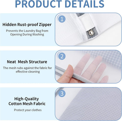 10 Pcs Mesh Laundry Bags,16 x 20 Inches Delicate Wash bags for Home College Dorm,Washable Zipper Design Travel Mesh Laundry for Clothes, lingerie, Sheet, Shoes