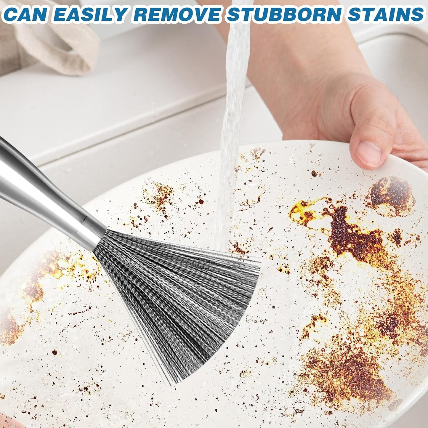 Stainless Steel Wool Scrubber with 2 Replacement Pads - Clean Metal Pans, Pots, Grills & More