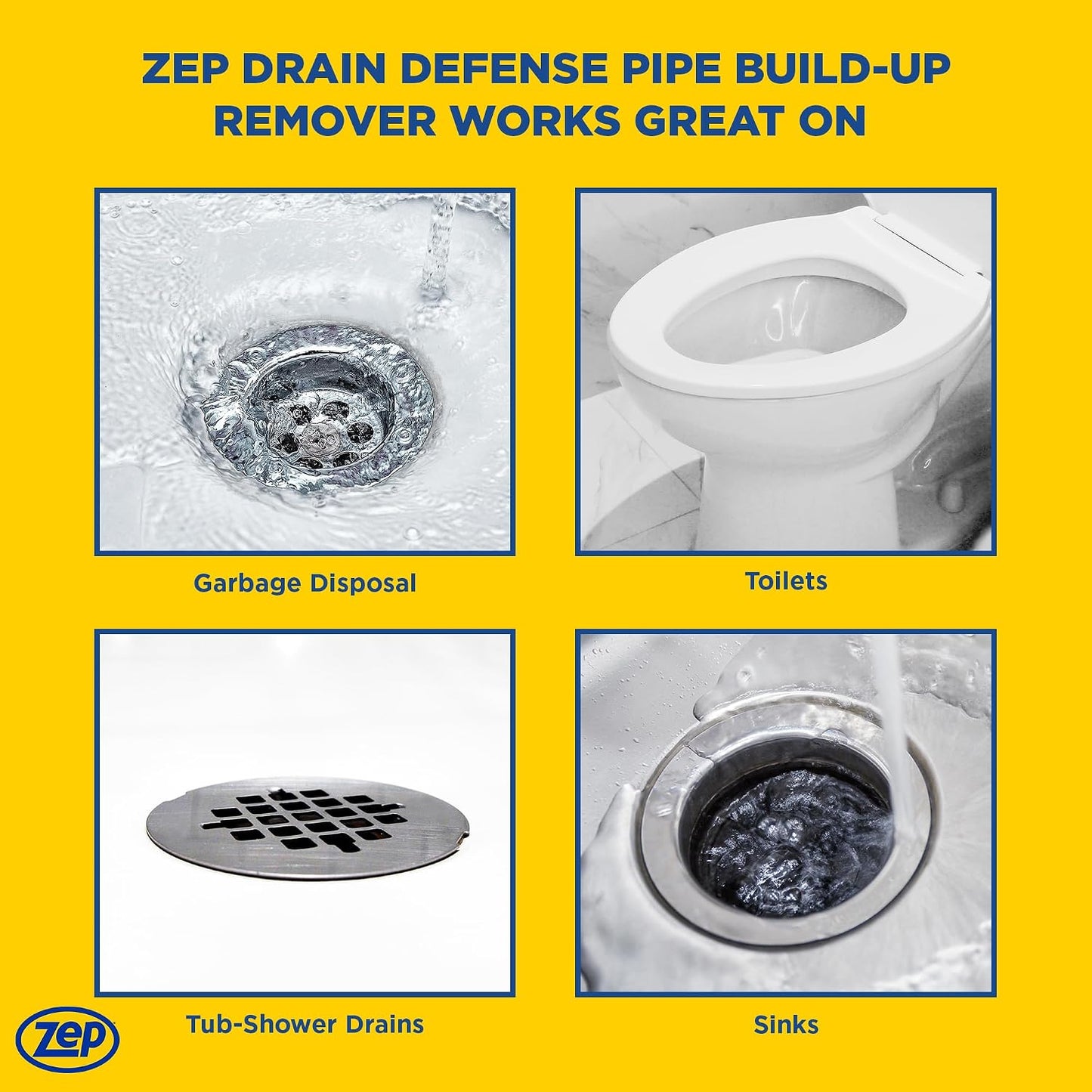 Zep Drain Defense Enzymatic Drain Cleaner Powder - 18 Ounces - ZDC16 - Safe for Pipes and Septic Systems, Pack of 1, white