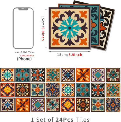 Peel and Stick Backsplash Tile Sticker for Kitchen and Bathroom Walls - 24 Removable 5.9"x5.9" Tiles, Waterproof