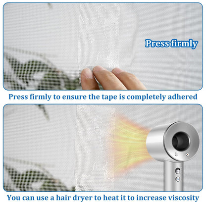 Window Screen Repair Tape 2 in x 40 FT Fiberglass Strong Adhesive Screen Patch, Waterproof Mesh Repair Kit for Window & Door Screen Holes Tears - Black
