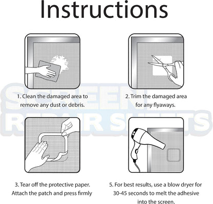 Self Adhesive Window and Door Screen Repair Sheets (Gray)