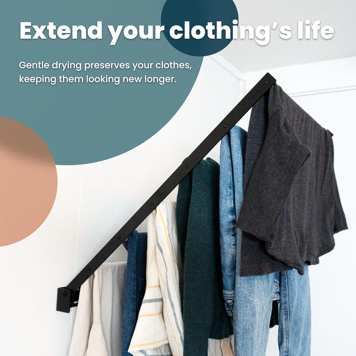 Wall Mounted Drying Rack – Foldable Laundry Drying Rack for Wall, Space Saving Clothes Drying Rack for Laundry Room, Bathroom or Small Spaces