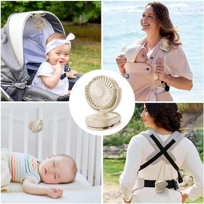 Momcozy Portable Stroller Fan with Clip | 4-Speed Mini-Fan for Carrier | Personal Fans Ultra Light 0.26lb | Gaps ≤4.5mm | Handheld Cooling | Rechargeable Rotate for Diaper Backpack/Table/Chair