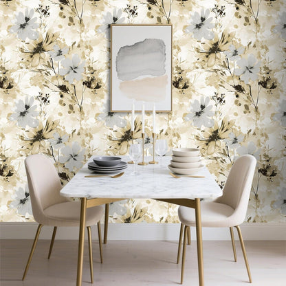 Red Watercolor Floral Peel and Stick Wallpaper Removable Self Adhesive Floral Wall Covering for Living Room Bedroom Accent Wall 17.7 x 70.8 in