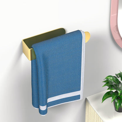 HUFEEOH 2 Pack Adhesive Hand Towel Holder, Kitchen Towel Rack Towel Bars Wall Mounted, Stainless Steel Bath Towel Hanger for Bathroom Hotel Kitchen (White, 8 Inch(2PC))